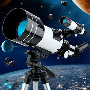 Професионален астрономически Телескоп входно ниво 70300 със статив, Монокуляр, Наблюдение на Луната, Птици, Детски подарък, адаптер за телефон