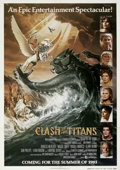 Сблъсъкът на Титаните Ретро коприна плакат с Филма Декоративна живопис