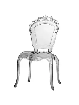 Скандинавски прозрачен стол принцеса, акрилна облегалка, кристална маса за хранене, стол, дизайнерски стол за грим, стол в стил ретро-хотел palace