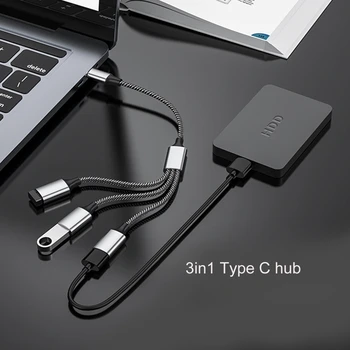 Сплитер C USB хъб Поддържа OTG порт Бърз пренос на данни 600 W Тип хранене C USB2.0