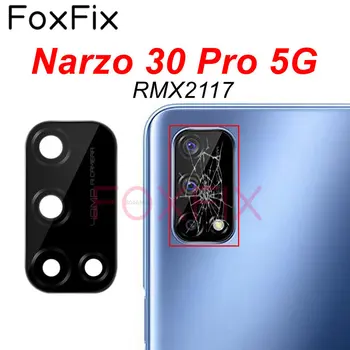 Стъклен обектив на задната камера за Realme Narzo 30 Pro 5G RMX2117, подмяна на самозалепващи стикери