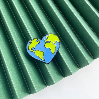 Създаване на сърцето Карта на Земята Эмалевая Брошка Love Green Защита на околната среда Sentinel Значка на Ревера Карфици, Бижута, Подаръци за партита