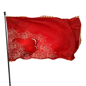 Флаг Свети Валентин Ярък цветен Флаг на Свети Валентин Празник флаг на Сърцето любов за годишнина от сватба Градина Начало декор на закрито на открито