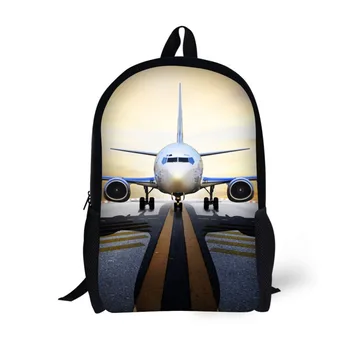 Чанта-раница с изображение на самолета, детски училищни чанти на възраст от 6 до 15 години, нормална раница за юноши, 16-цолови чанти за авиационни книги