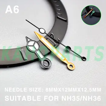 Часовници Miyota NH35/36 4R/7S/NH38 с трехромбовой покритие в зелен цвят Black Lume