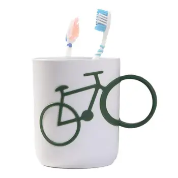 Чаша за баня във формата на велосипед, стойка за четка за зъби, Чаша, Нечупливи и многократна употреба чаши за изплакване, безопасни за хранителни продукти, полипропиленови и аксесоари за баня, течност за изплакване на устата