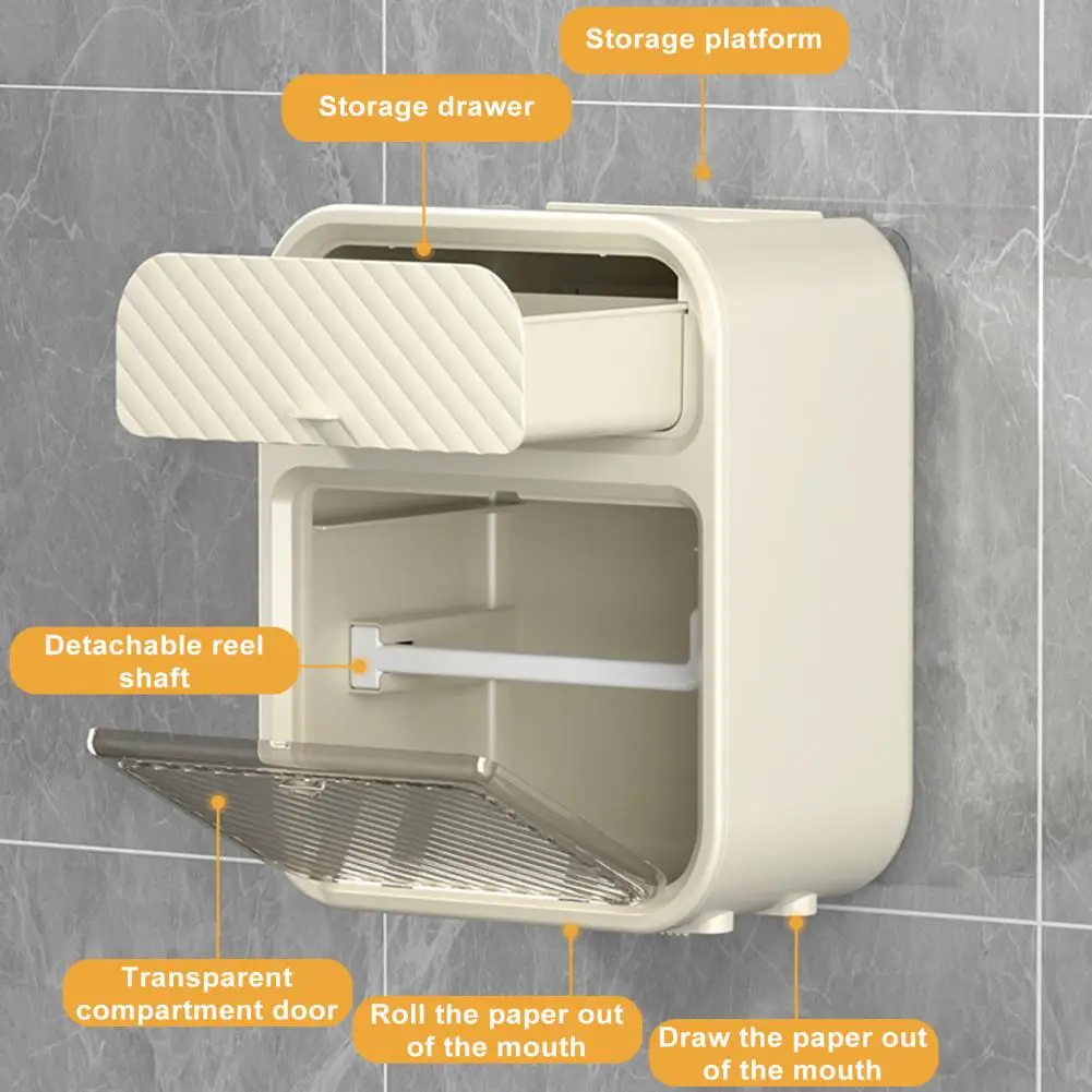 Държач за тоалетна хартия, Многофункционална, с монтиран на стената Водоустойчив диспенсер за салфетки без перфорация, полк с висока носеща способност