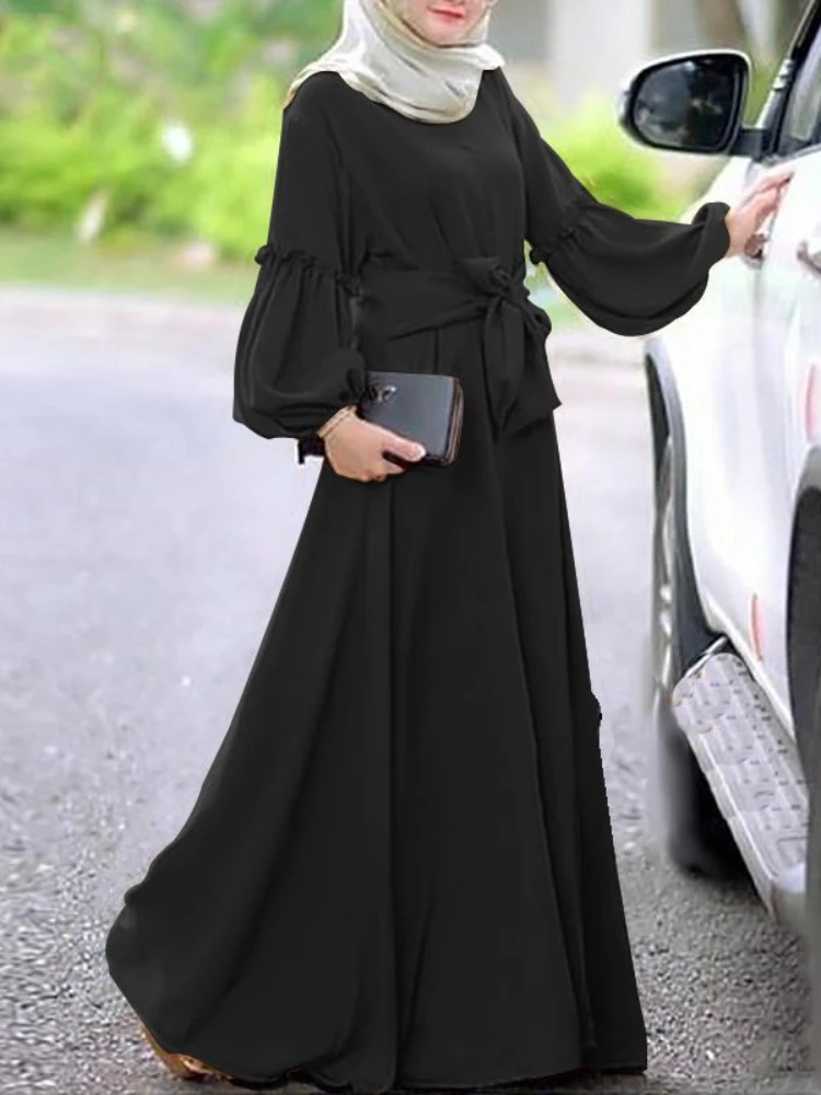 Есен Мюсюлманската рокля в Мароко, женски caftans с пищни ръкави, Абайя, Ежедневни рокли, Дубай, Турция, Исляма, Дълга рокля, Femme Vestidos