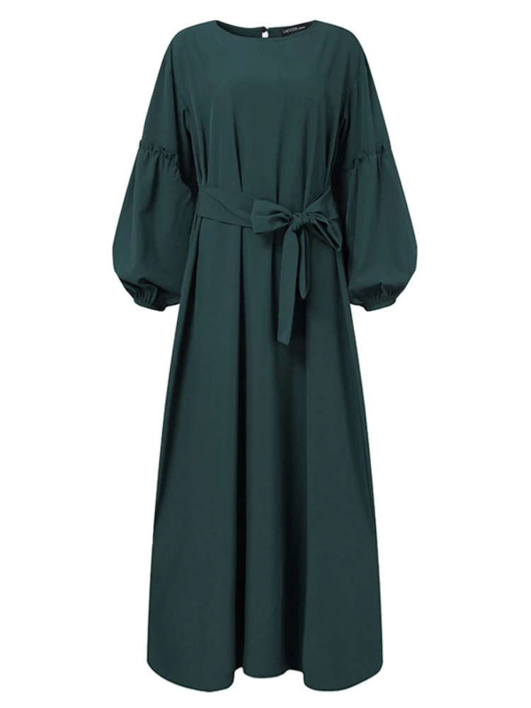 Есен Мюсюлманската рокля в Мароко, женски caftans с пищни ръкави, Абайя, Ежедневни рокли, Дубай, Турция, Исляма, Дълга рокля, Femme Vestidos