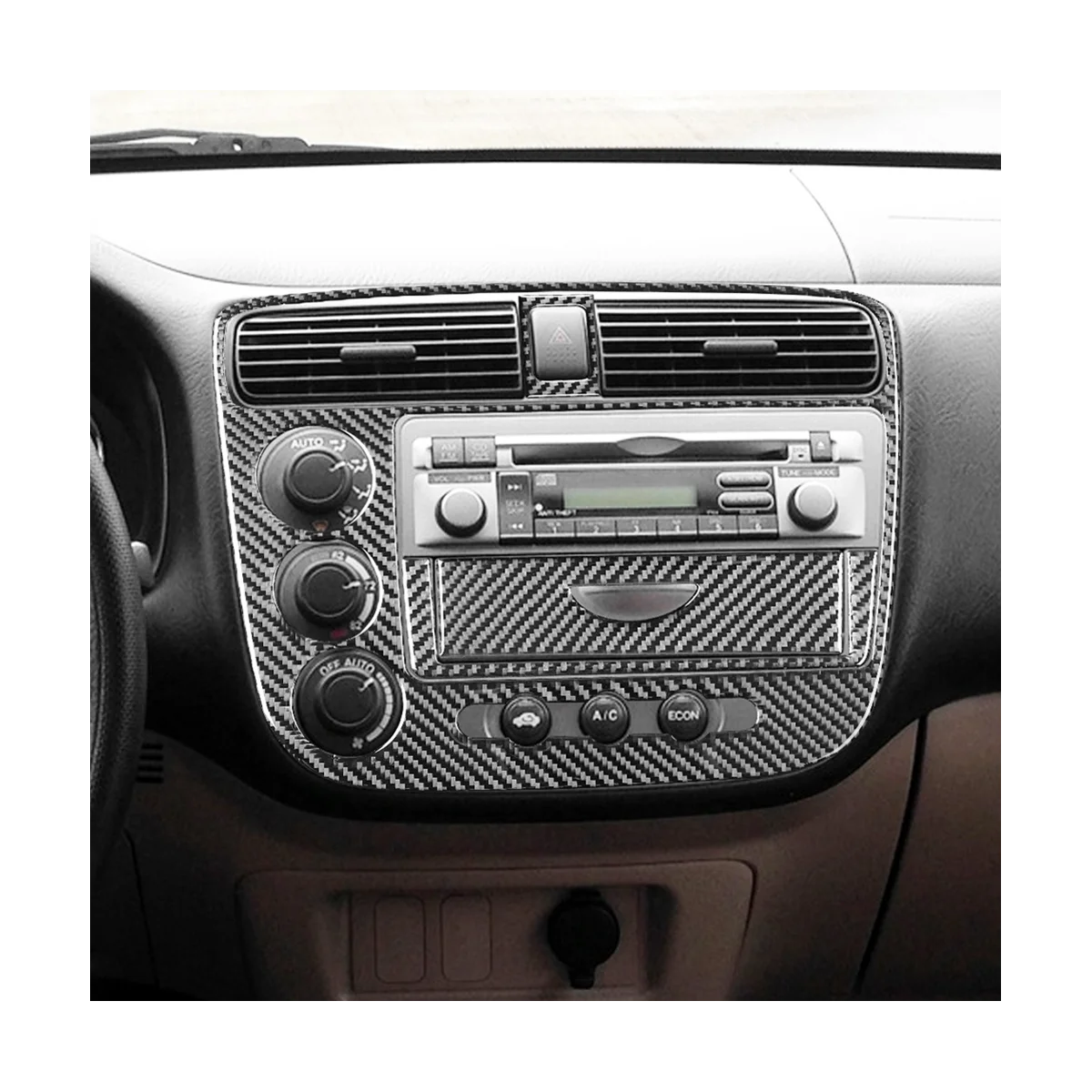 За Honda Civic 2003 2004 2005, Меката подплата на централния панел за управление от въглеродни влакна, стикер, Аксесоари