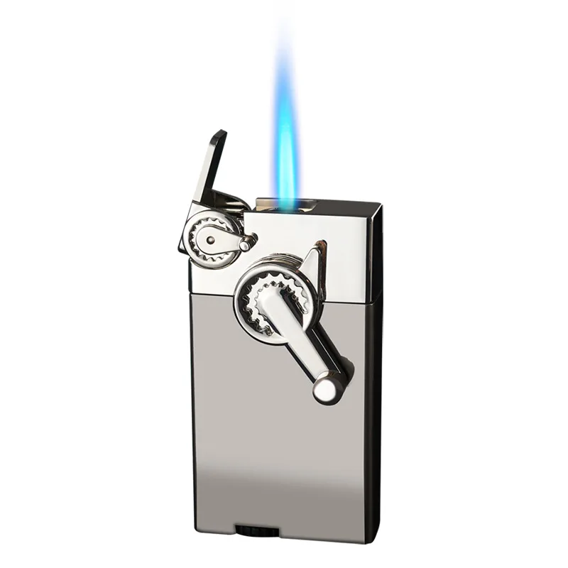 Метален материал, запалка с перекидным запалване, Ветрозащитная запалка със син пламък, Надуваеми запалка Премиум-клас, мъжки подарък