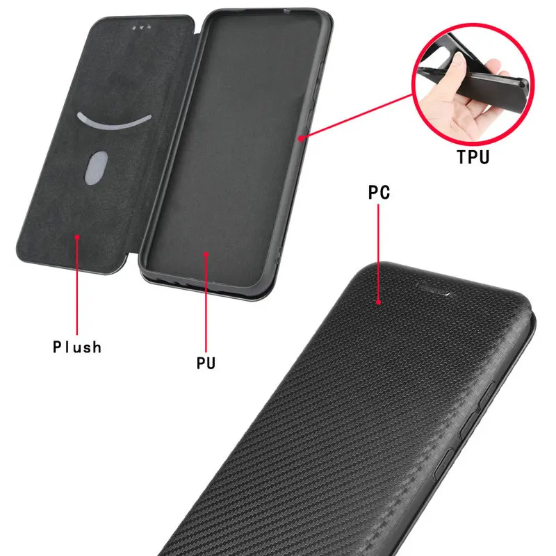 Нов Луксозен кожен Калъф, изработени от въглеродни Влакна PC + TPU с панти капак За Телефона SHARP Aquos Sense 3 Lite SH-RM12/Sense3 Plus SH-RM11 Cover Case