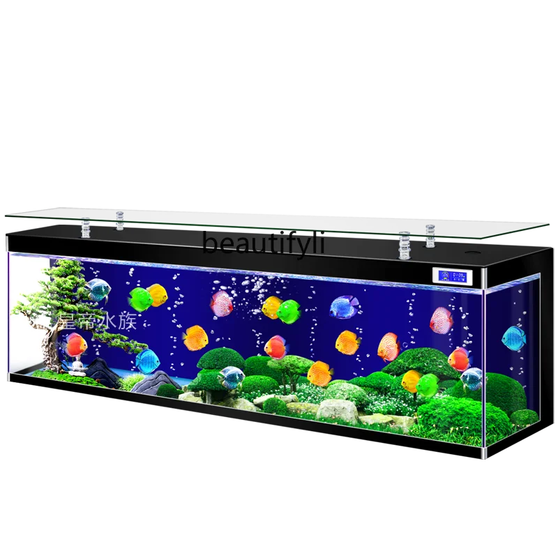 Нов усъвършенстван шкаф от Сверхбелого Стъкло, Вграден аквариум за риби В Малък хол, Екологичен аквариум