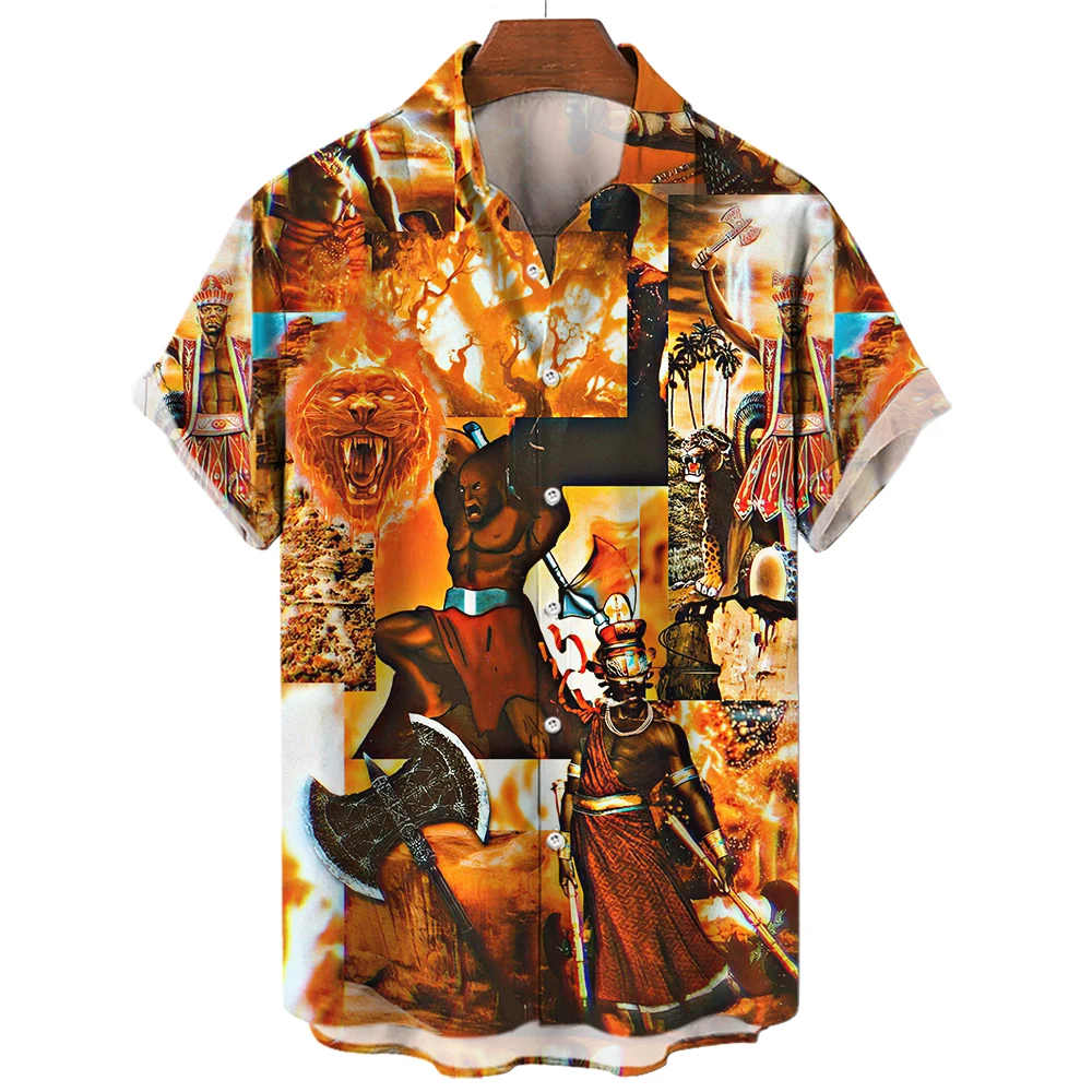 Нови мъжки ризи с 3D принтом Умбанда, Висококачествени мъжки дрехи, Ежедневни hoody, Хавайска риза, Ризи с къс ръкав блуза