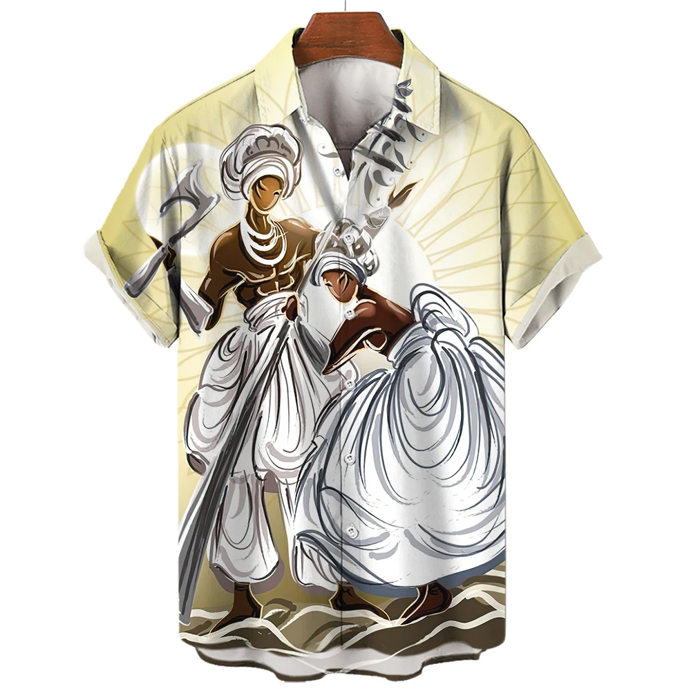 Нови мъжки ризи с 3D принтом Умбанда, Висококачествени мъжки дрехи, Ежедневни hoody, Хавайска риза, Ризи с къс ръкав блуза
