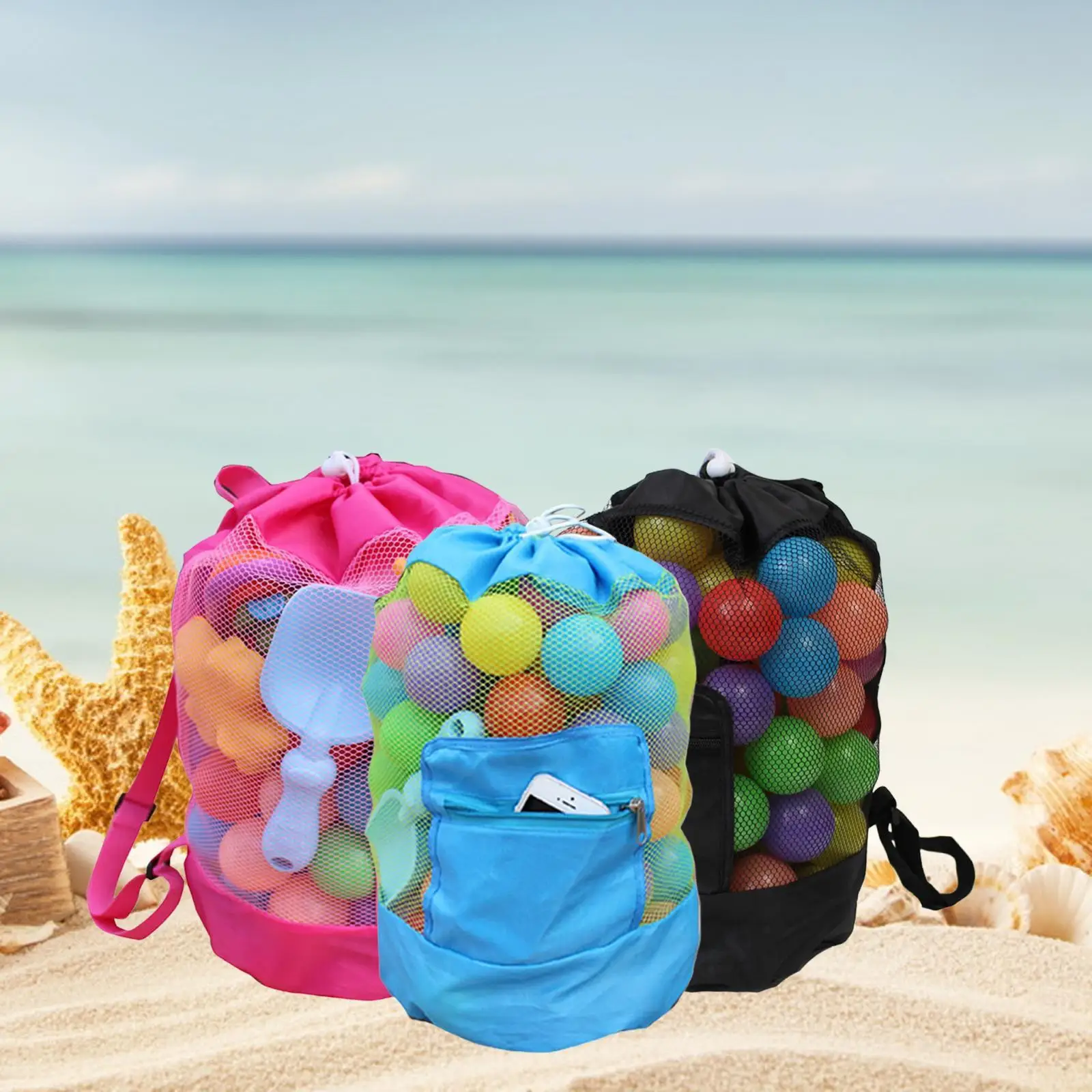 Плажната Mesh Bag-Тоут, Органайзер, Играчки, Чанта за Събиране на Мивки, Чанта за Плажни Играчки за Момичета, Чанта за Плуване, за Пикник, Празнични Устройства