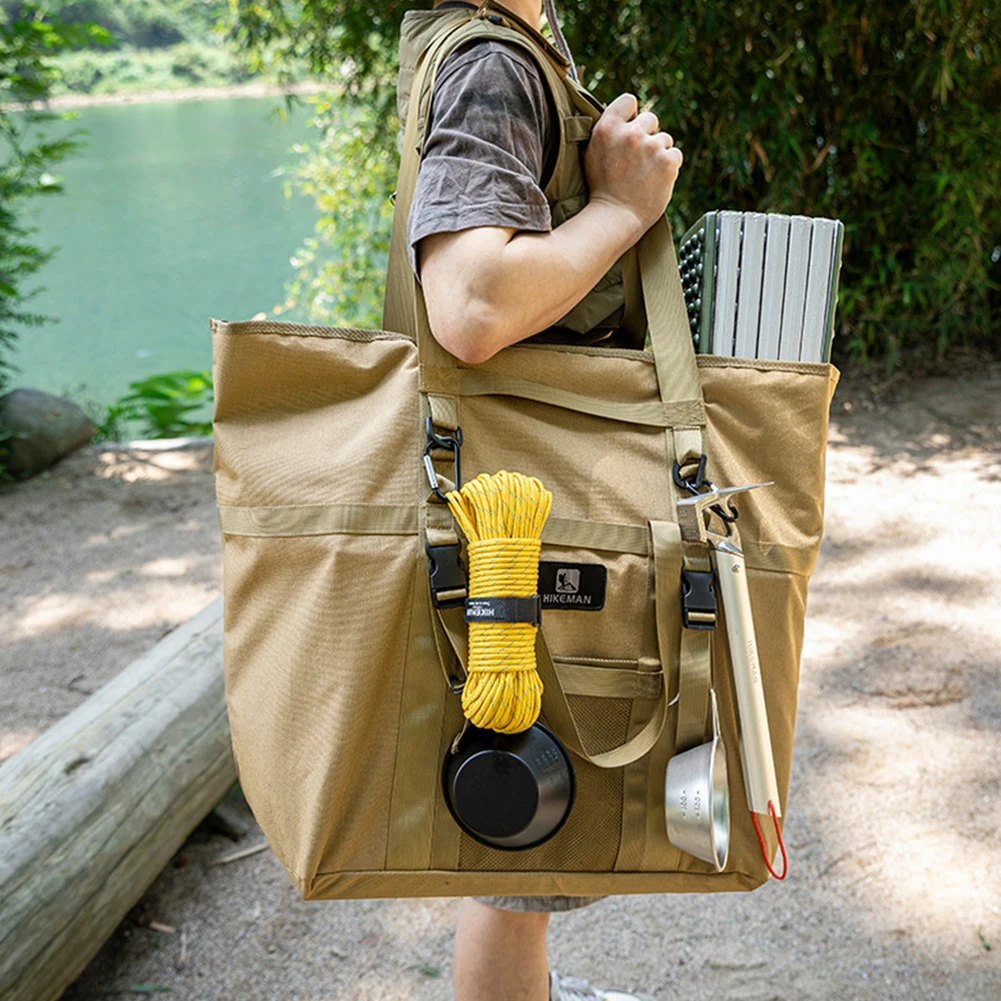 Чанта-тоут за пикник и обяд обем 60 л, Удебелена дръжка с каишка, богат на функции туристическа чанта през рамо с висящи катарама отпред, мрежа чанта за съхранение